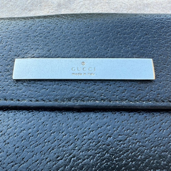 GUCCI Authentic SALE! EUC Black Long Wallet Gucci Nameplate Vintage - Picture 5 of 6